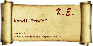 Kendi Ernő névjegykártya